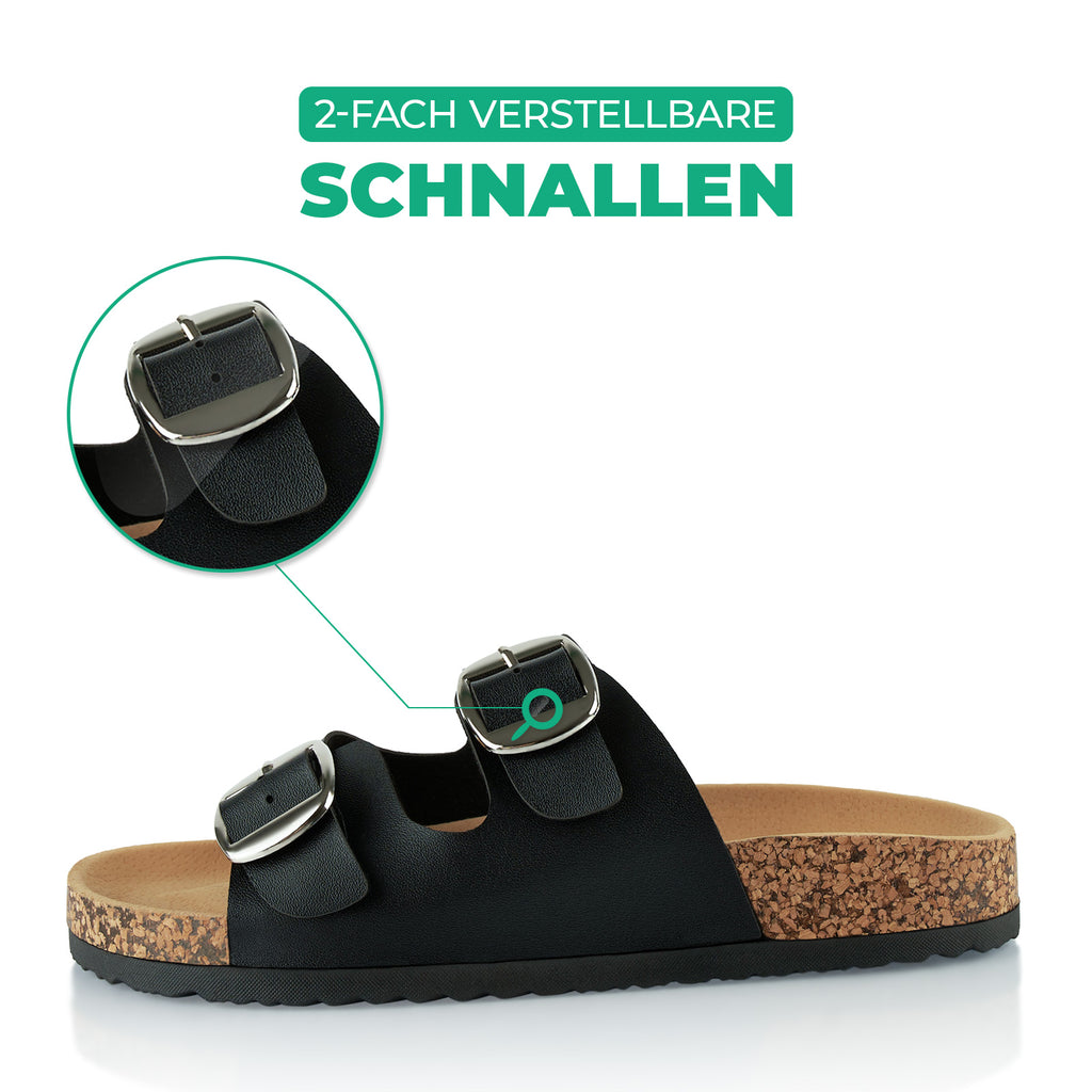 Pantoletten Mit Kork Fu bett Schwarz pantoletten-mit-kork-fu-bett-schwarz