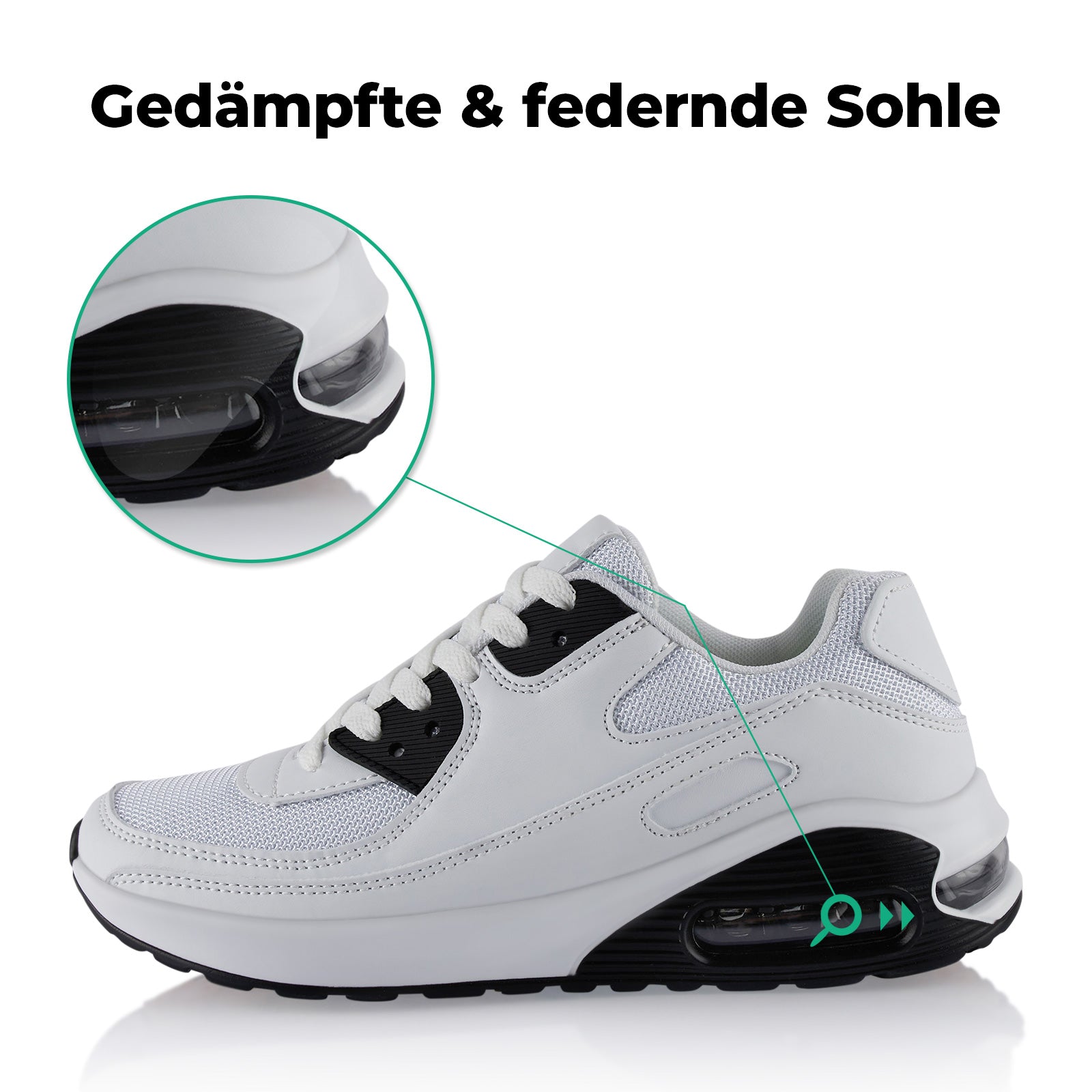 Sneaker Dämpfung Sportschuhe Weiß- Schwarz
