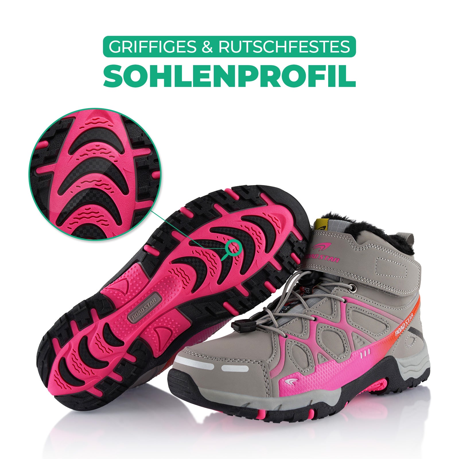 Gefütterte Winterschuhe Damen Warm – Rutschfeste Schneestiefel Wanderschuhe Trekking Mit Fellfutter