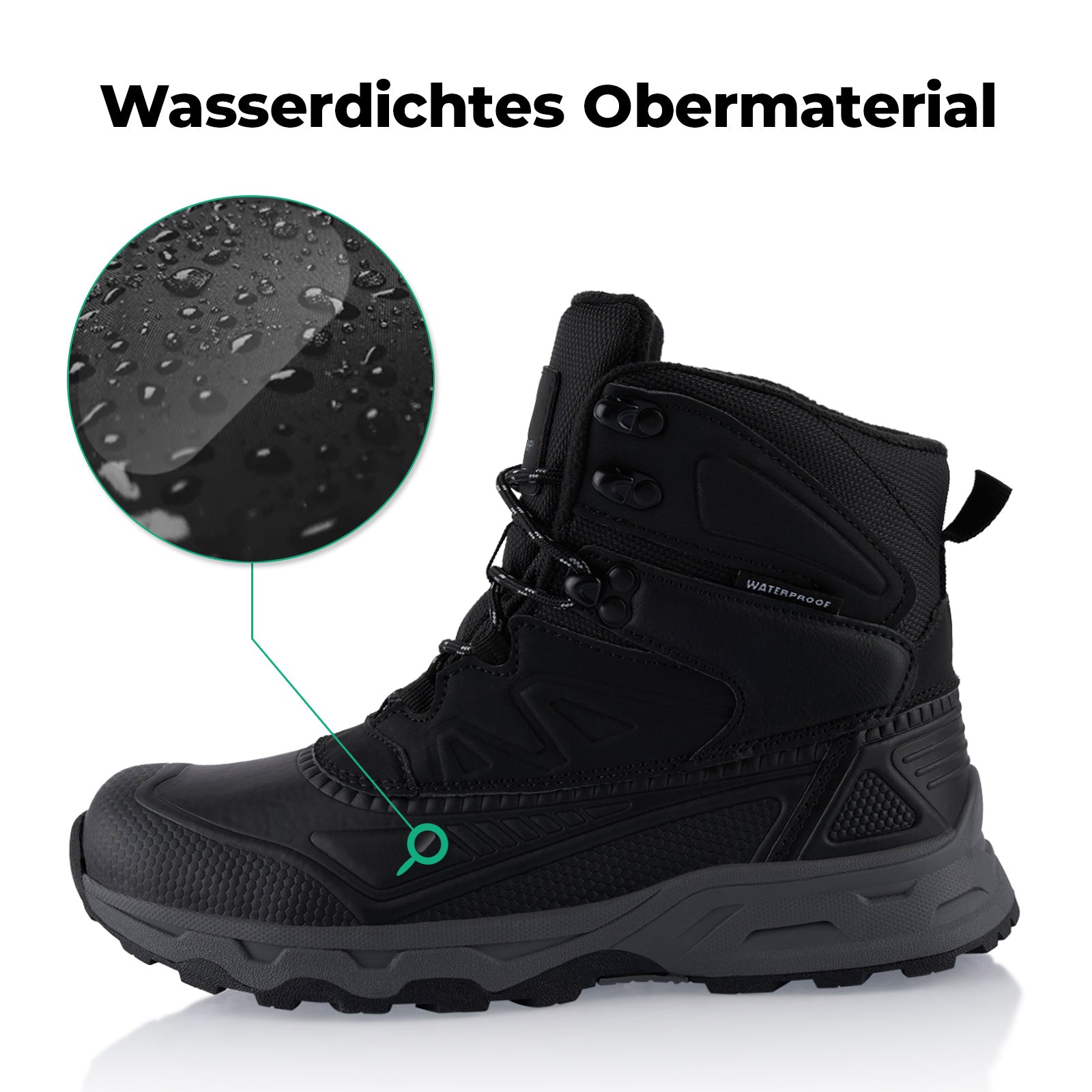 Wasserdichte Stiefel warme Winterstiefel Schwarz