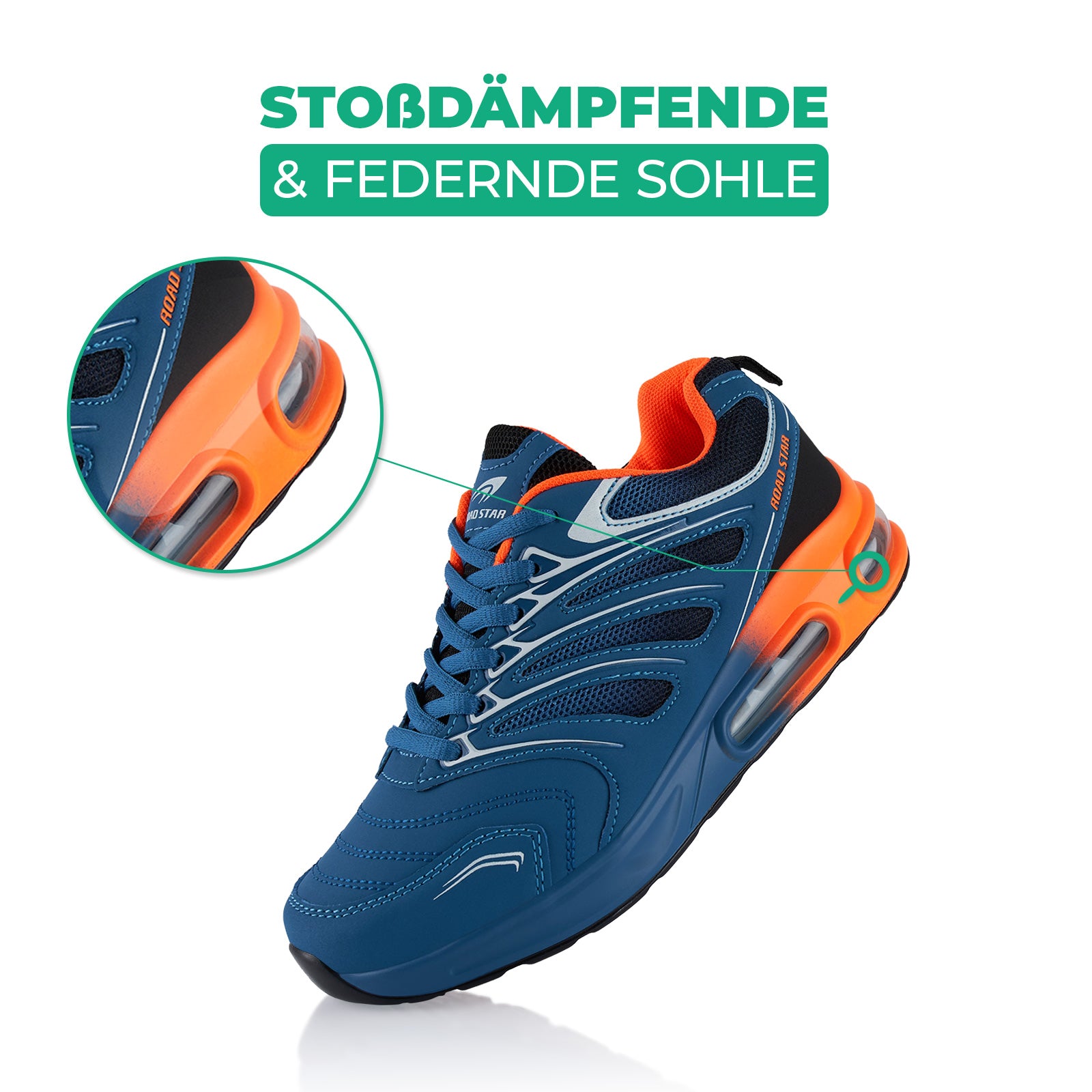 Damen Herren Sportschuhe Sneaker – Blau-Orange - Main Image