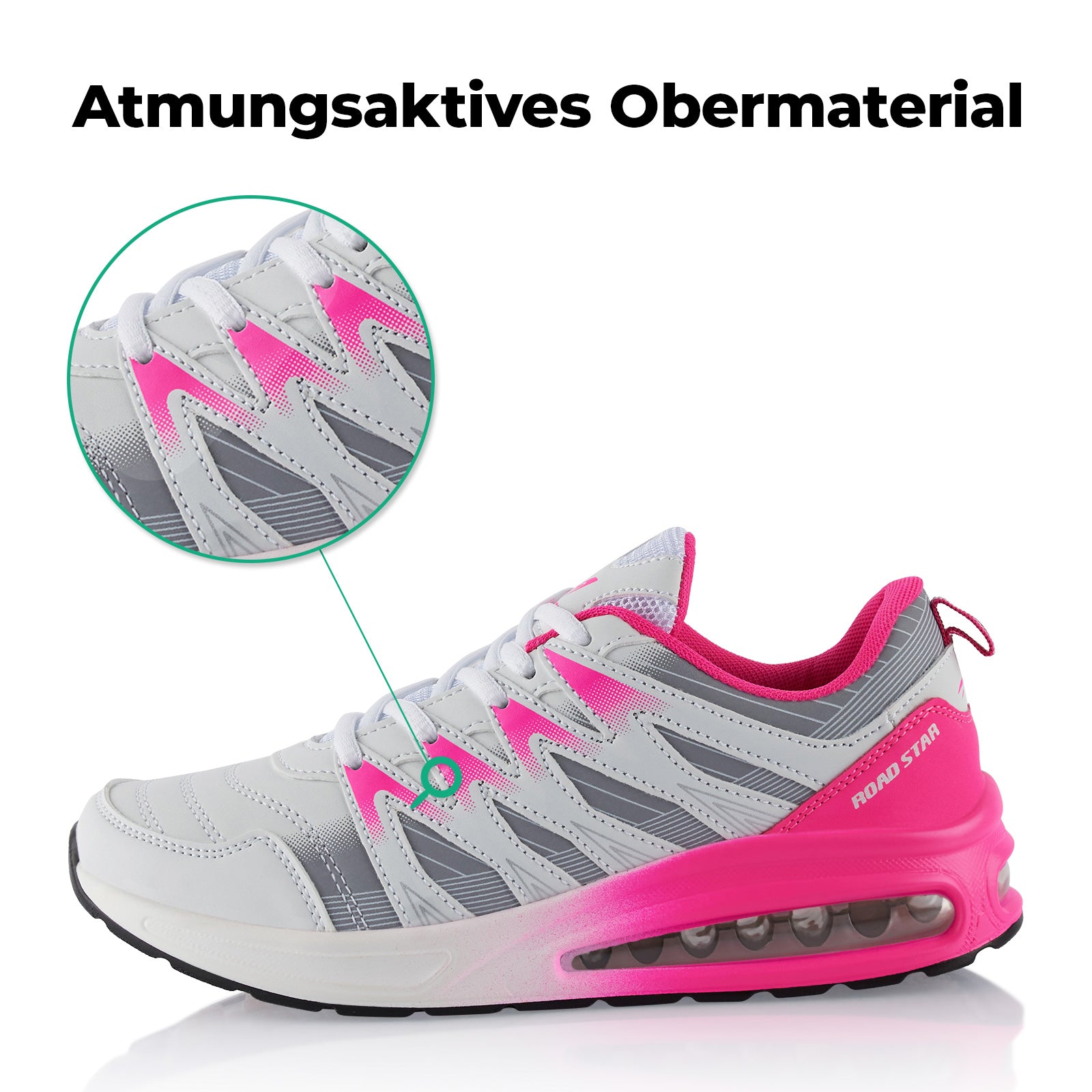 Sneaker Dampfung Sportschuhe WeiB Pink